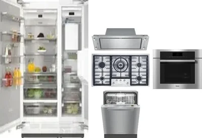 6 Piece Package Includes Refrigerator, Freezer, Cooktop, Wall Oven, Hood And Dishwasher