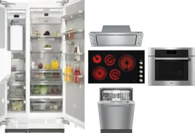 6 Piece Package Includes Refrigerator, Freezer, Cooktop, Wall Oven, Hood And Dishwasher