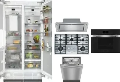 6 Piece Package Includes Refrigerator, Freezer, Cooktop, Wall Oven, Hood And Dishwasher