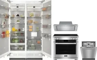 5 Piece Package Includes Refrigerator, Freezer, Range, Hood And Dishwasher