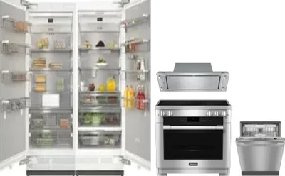 5 Piece Package Includes Refrigerator, Freezer, Range, Hood And Dishwasher