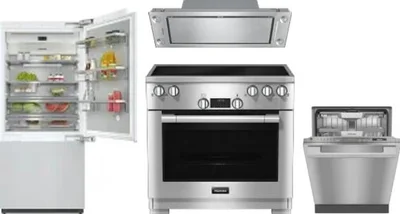 4 Piece Package Includes Refrigerator, Range, Hood And Dishwasher