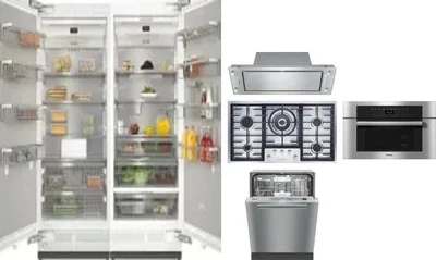 6 Piece Package Includes Refrigerator, Freezer, Cooktop, Wall Oven, Hood And Dishwasher