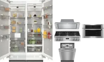 6 Piece Package Includes Refrigerator, Freezer, Cooktop, Wall Oven, Hood And Dishwasher