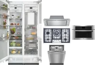 6 Piece Package Includes Refrigerator, Freezer, Cooktop, Wall Oven, Hood And Dishwasher
