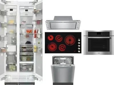 6 Piece Package Includes Refrigerator, Freezer, Cooktop, Wall Oven, Hood And Dishwasher