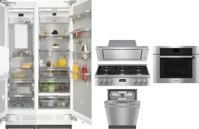 6 Piece Package Includes Refrigerator, Freezer, Cooktop, Wall Oven, Hood And Dishwasher