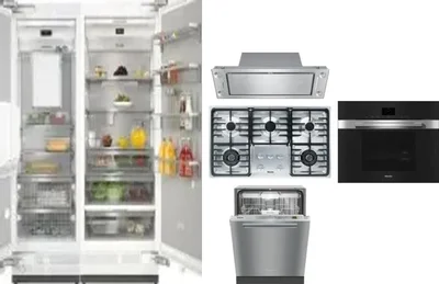6 Piece Package Includes Refrigerator, Freezer, Cooktop, Wall Oven, Hood And Dishwasher