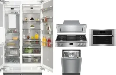 6 Piece Package Includes Refrigerator, Freezer, Cooktop, Wall Oven, Hood And Dishwasher
