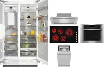 6 Piece Package Includes Refrigerator, Freezer, Cooktop, Wall Oven, Hood And Dishwasher