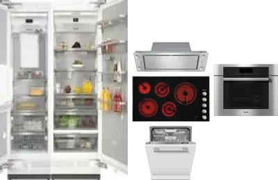 6 Piece Package Includes Refrigerator, Freezer, Cooktop, Wall Oven, Hood And Dishwasher