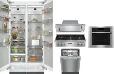 6 Piece Package Includes Refrigerator, Freezer, Cooktop, Wall Oven, Hood And Dishwasher