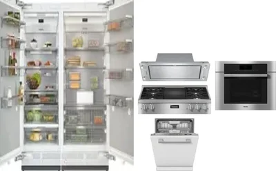 6 Piece Package Includes Refrigerator, Freezer, Cooktop, Wall Oven, Hood And Dishwasher