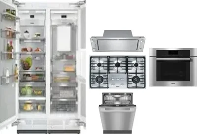 6 Piece Package Includes Refrigerator, Freezer, Cooktop, Wall Oven, Hood And Dishwasher