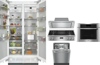 6 Piece Package Includes Refrigerator, Freezer, Cooktop, Wall Oven, Hood And Dishwasher