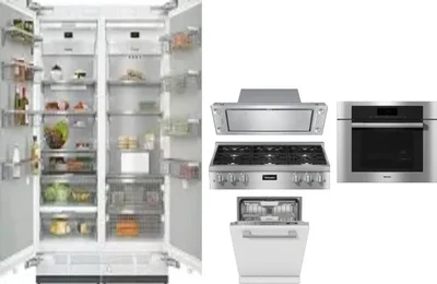6 Piece Package Includes Refrigerator, Freezer, Cooktop, Wall Oven, Hood And Dishwasher