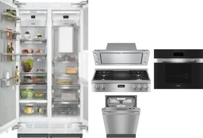 6 Piece Package Includes Refrigerator, Freezer, Cooktop, Wall Oven, Hood And Dishwasher