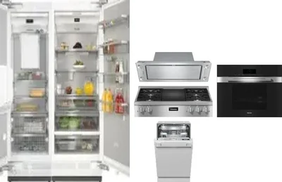 6 Piece Package Includes Refrigerator, Freezer, Cooktop, Wall Oven, Hood And Dishwasher