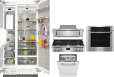 6 Piece Package Includes Refrigerator, Freezer, Cooktop, Wall Oven, Hood And Dishwasher