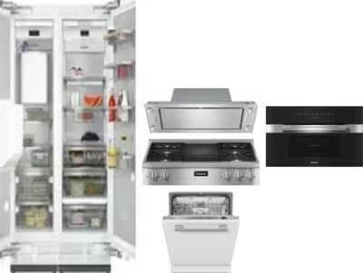 6 Piece Package Includes Refrigerator, Freezer, Cooktop, Wall Oven, Hood And Dishwasher