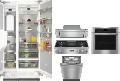 6 Piece Package Includes Refrigerator, Freezer, Cooktop, Wall Oven, Hood And Dishwasher