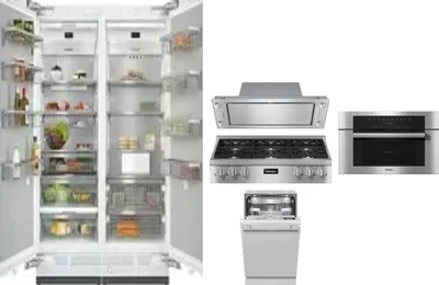 6 Piece Package Includes Refrigerator, Freezer, Cooktop, Wall Oven, Hood And Dishwasher