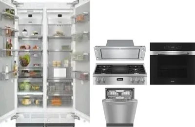 6 Piece Package Includes Refrigerator, Freezer, Cooktop, Wall Oven, Hood And Dishwasher