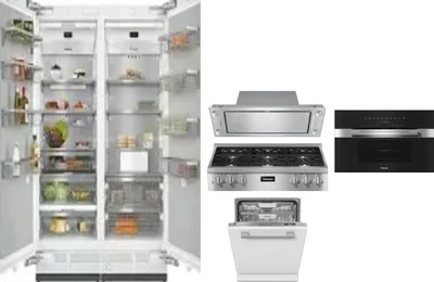6 Piece Package Includes Refrigerator, Freezer, Cooktop, Wall Oven, Hood And Dishwasher