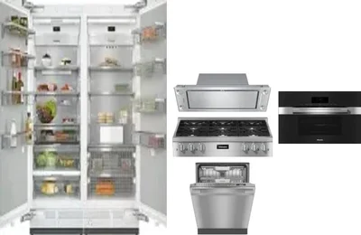 6 Piece Package Includes Refrigerator, Freezer, Cooktop, Wall Oven, Hood And Dishwasher
