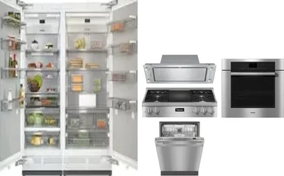 6 Piece Package Includes Refrigerator, Freezer, Cooktop, Wall Oven, Hood And Dishwasher