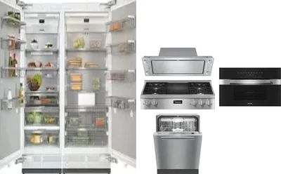6 Piece Package Includes Refrigerator, Freezer, Cooktop, Wall Oven, Hood And Dishwasher