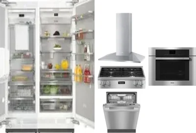 6 Piece Package Includes Refrigerator, Freezer, Cooktop, Wall Oven, Hood And Dishwasher