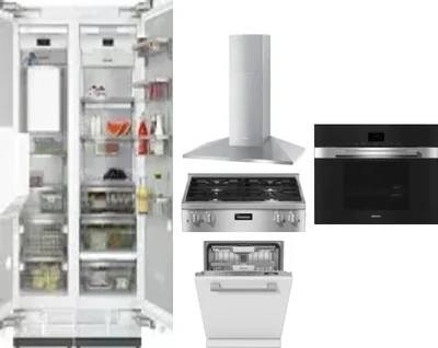 6 Piece Package Includes Refrigerator, Freezer, Cooktop, Wall Oven, Hood And Dishwasher