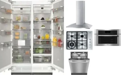 6 Piece Package Includes Refrigerator, Freezer, Cooktop, Wall Oven, Hood And Dishwasher