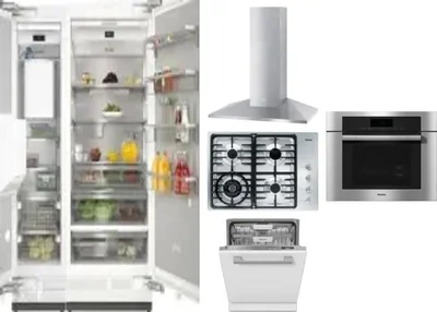 6 Piece Package Includes Refrigerator, Freezer, Cooktop, Wall Oven, Hood And Dishwasher