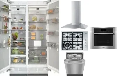 6 Piece Package Includes Refrigerator, Freezer, Cooktop, Wall Oven, Hood And Dishwasher