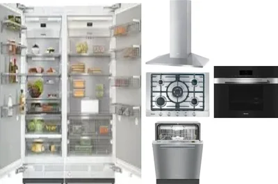 6 Piece Package Includes Refrigerator, Freezer, Cooktop, Wall Oven, Hood And Dishwasher