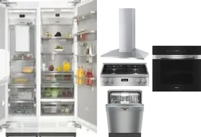 6 Piece Package Includes Refrigerator, Freezer, Cooktop, Wall Oven, Hood And Dishwasher