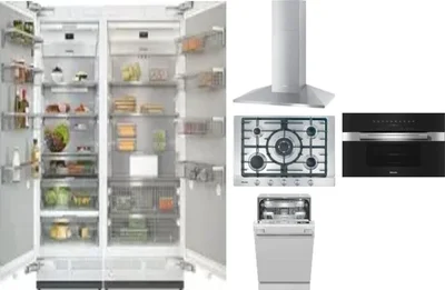 6 Piece Package Includes Refrigerator, Freezer, Cooktop, Wall Oven, Hood And Dishwasher