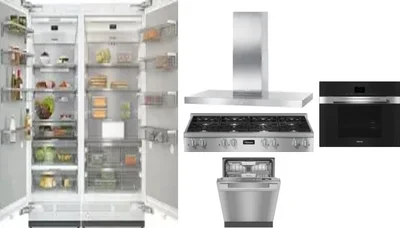 6 Piece Package Includes Refrigerator, Freezer, Cooktop, Wall Oven, Hood And Dishwasher