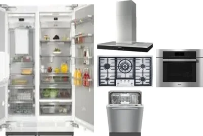 6 Piece Package Includes Refrigerator, Freezer, Cooktop, Wall Oven, Hood And Dishwasher