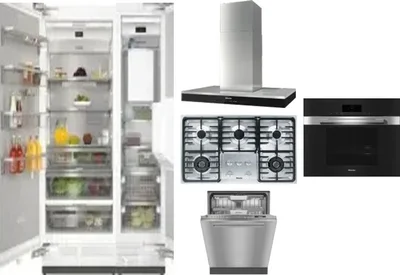 6 Piece Package Includes Refrigerator, Freezer, Cooktop, Wall Oven, Hood And Dishwasher