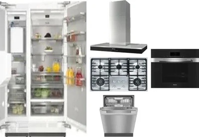 6 Piece Package Includes Refrigerator, Freezer, Cooktop, Wall Oven, Hood And Dishwasher