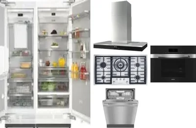 6 Piece Package Includes Refrigerator, Freezer, Cooktop, Wall Oven, Hood And Dishwasher