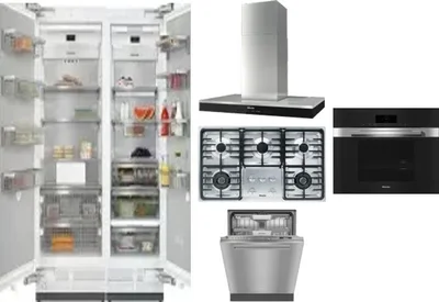 6 Piece Package Includes Refrigerator, Freezer, Cooktop, Wall Oven, Hood And Dishwasher