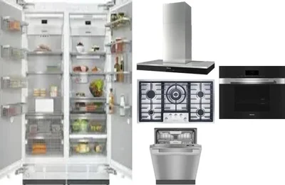 6 Piece Package Includes Refrigerator, Freezer, Cooktop, Wall Oven, Hood And Dishwasher