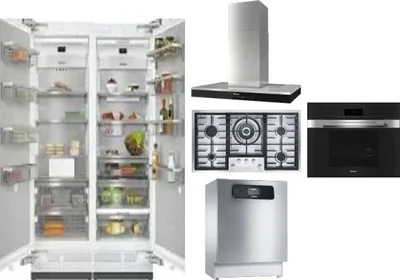 6 Piece Package Includes Refrigerator, Freezer, Cooktop, Wall Oven, Hood And Dishwasher