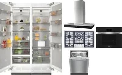 6 Piece Package Includes Refrigerator, Freezer, Cooktop, Wall Oven, Hood And Dishwasher