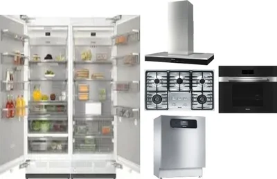 6 Piece Package Includes Refrigerator, Freezer, Cooktop, Wall Oven, Hood And Dishwasher