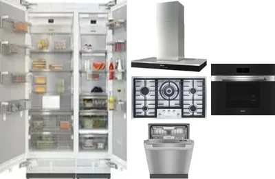 6 Piece Package Includes Refrigerator, Freezer, Cooktop, Wall Oven, Hood And Dishwasher
